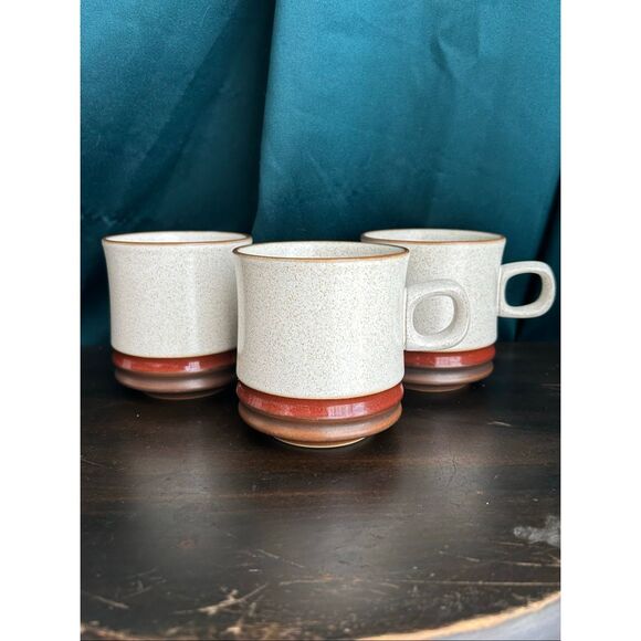 3 Denby England Potter's Wheel Red Rust Speckled Coffee Cup Mug - Picture 2 of 8